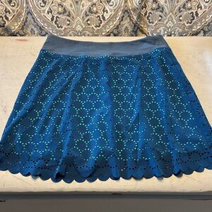 Title Nine Navy Blue Eyelet Scallop Hem Skater Skirt